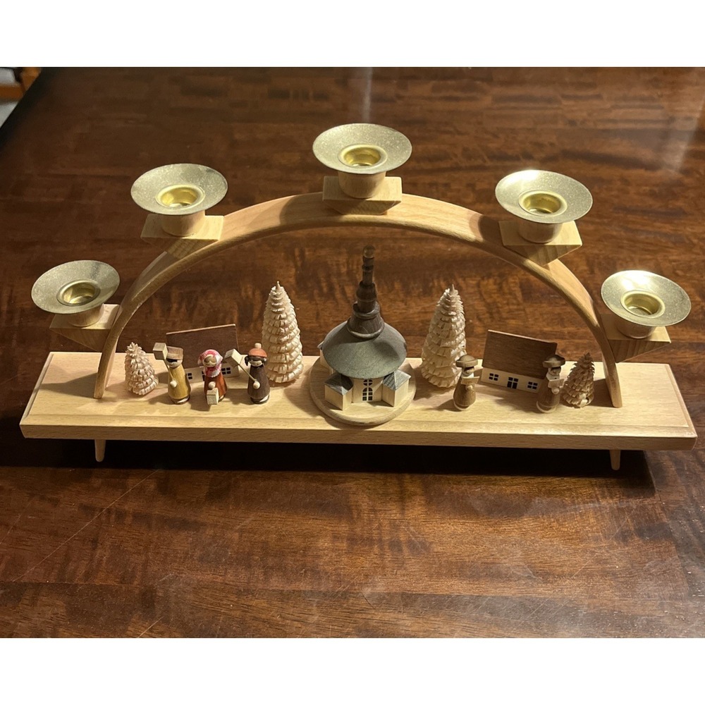 Vintage Germany Christmas Erzgebirge Richard Glässer Wood Church Candle Arch